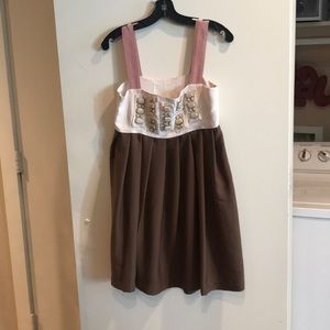 Pink, brown and cream dress